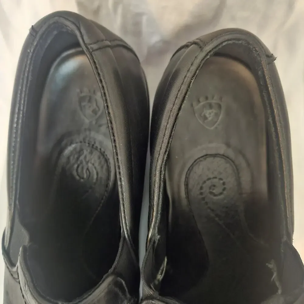 Ariat Women's Size 11B EU 42.5 Black Leather Toe Slip On Nurse Shoes Clog